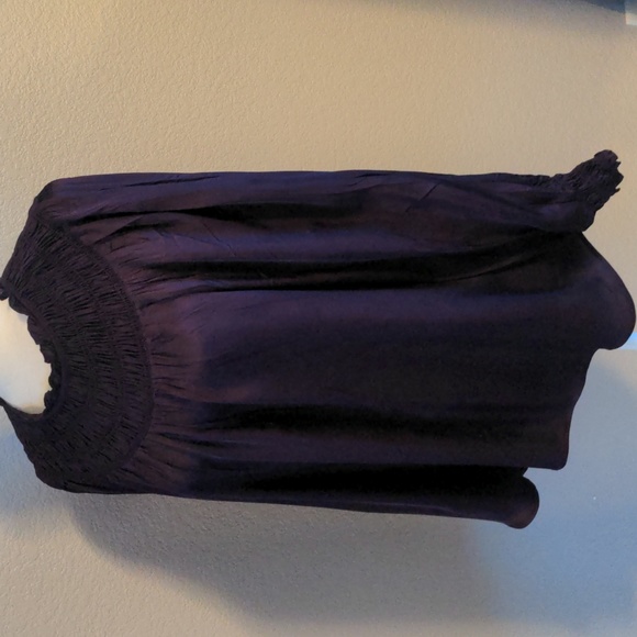 Boden Tops - Boden Plum Satiny Smocked Long Sleeves Top